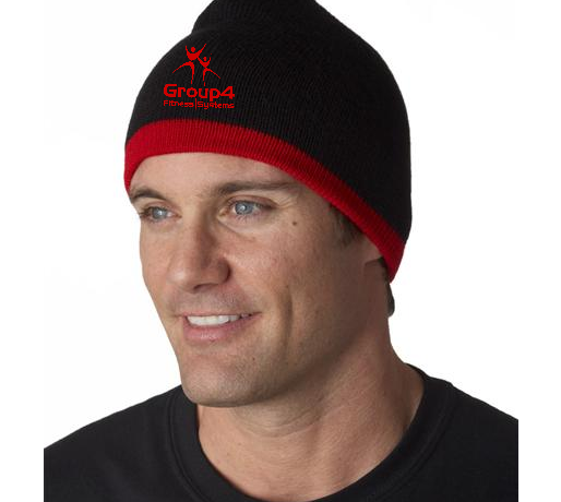 G4-8132 Black_Dark_Red Two-Tone Knit Beanie